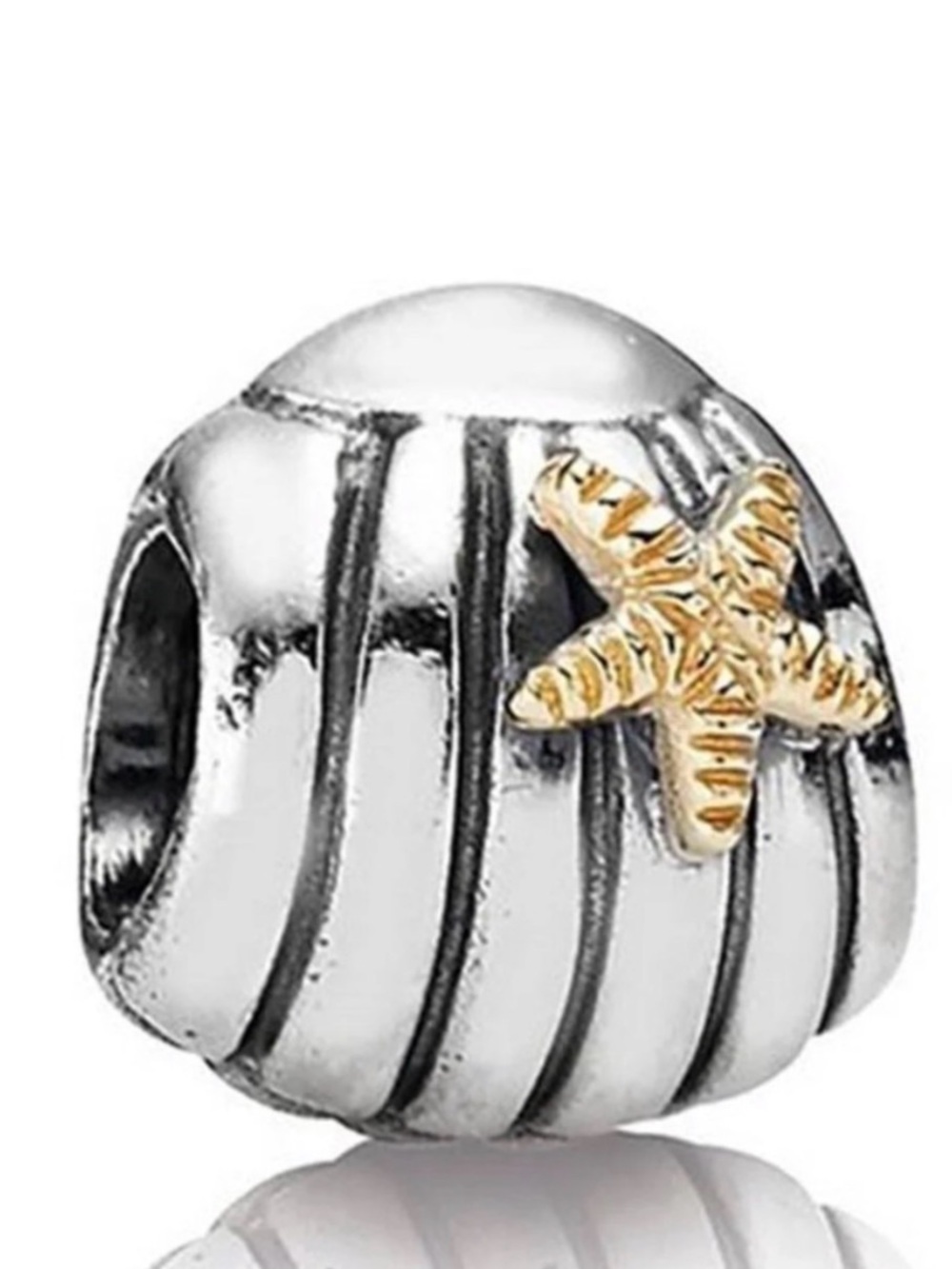 Pandora Silver Starfish two tone charm-set of two $75-EUC